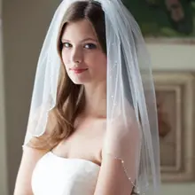 1 слой Белая/слоновая кость с кромкой свадебная фата кружевная Фата для невесты Румяна Фата дешевая свадебная фата