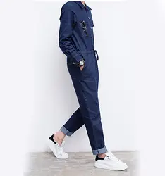 M-XL! 2018 прилив соединены джинсы личности с длинными рукавами сиамские оснастки сиамские брюки мужской одежды рабочие
