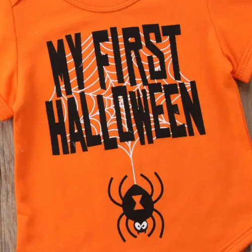 2018 MY FIRST HALLOWEEN Baby Boy Girl Romper Cotton Clothes Outfit Short Sleeve Cotton Costume Soft Clothing 0-18M