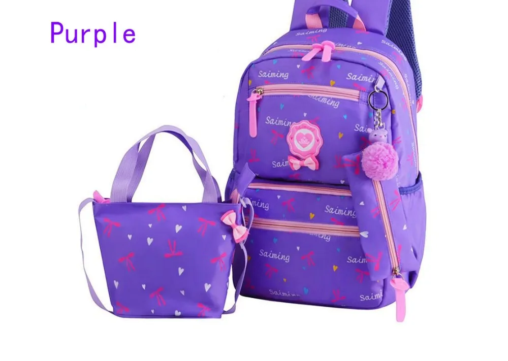 Новая мода высокого Ёмкость студент Bookbags Девушки туристические рюкзаки детские ортопедические ранцы 3 шт./компл. прекрасные ранцы