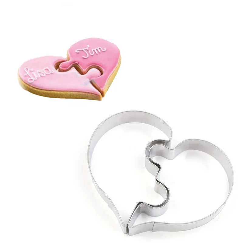 

3D DIY Stainless Steel Love Heart Puzzle Cookie Fondant Cutter Chocolate Pastry Biscuit Baking Sweet Molds Cake Decorating Tools