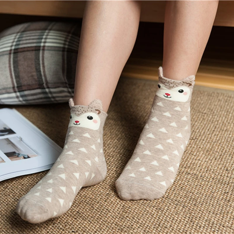 Cute Animal Women Cotton Socks Female Socks Meias 3D Sock Autumn Winter Warm Socks for Lady Girls Sokken Calcetines Mujer
