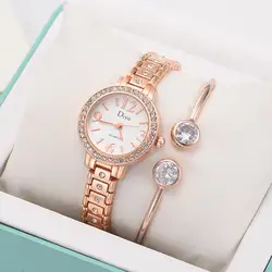 CCQ бренд часы Роскошные модные повседневное свет Роскошные Леди характерные наручные часы браслет набор цепи подарок на день рождения 20 *