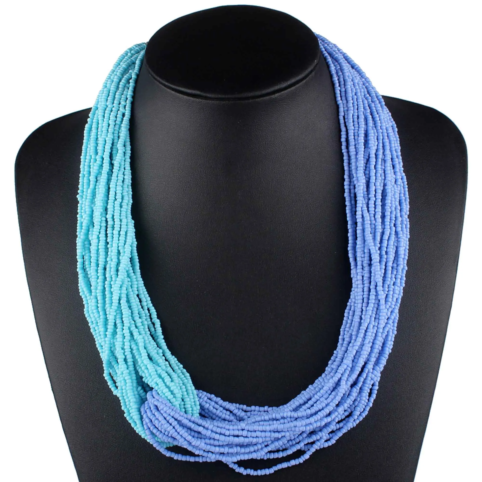Light Blue-green Claire jin, ручная работа, маленькие бусы, контрастный цвет, два тона, ожерелье для женщин, модное многослойное винтажное ожерелье, богемное ювелирное изделие - Окраска металла: Light Blue-green