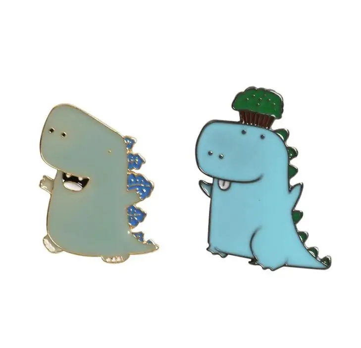 

Free Shipping New Cartoon Cute Metal Enamel Personality animal collar needle drop oil dinosaur Brooch For Women