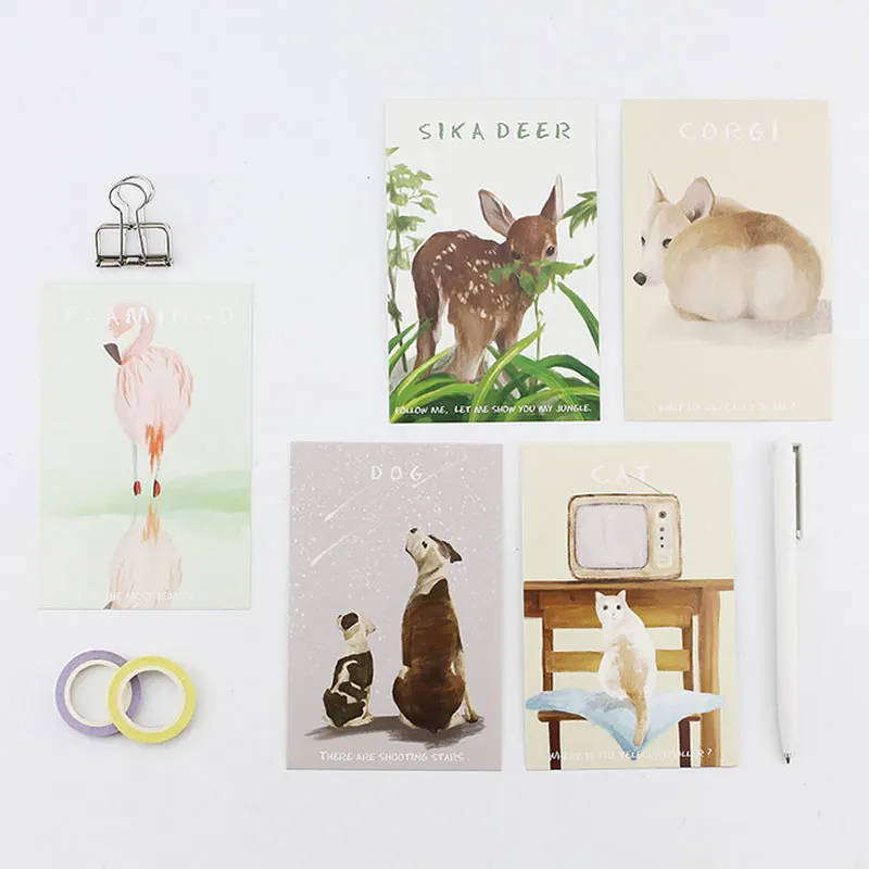 

30pc/lot With the world of them Lovely pets postcard Cartoon animal greeting card christmas card birthday message card gift card