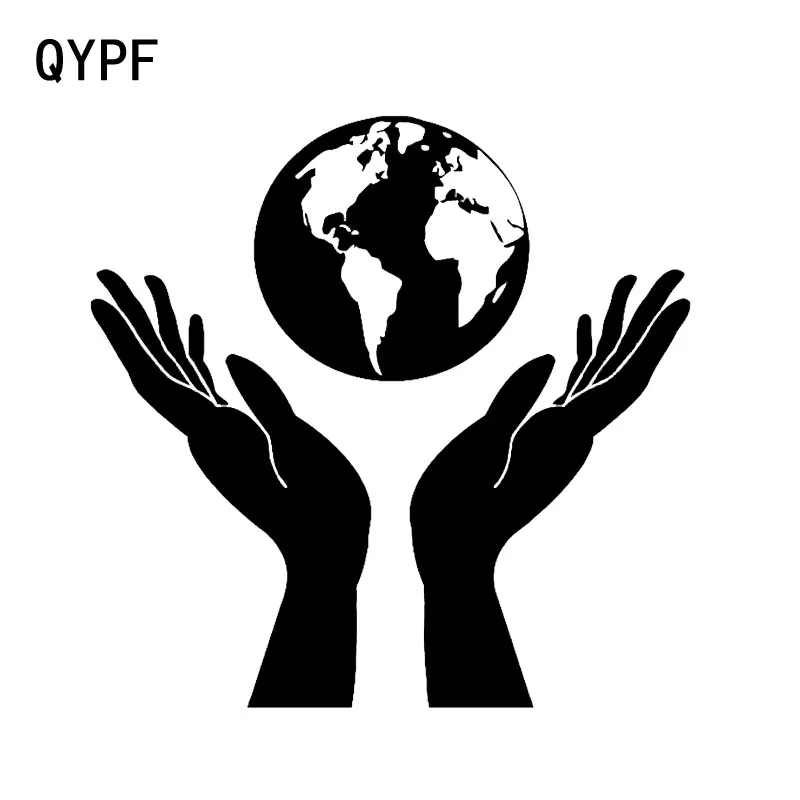 QYPF 14 9*14 7 см интересные руки держат Глобус наклейки для автомобиля украшения