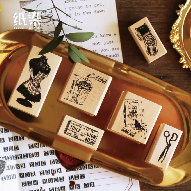 

Retro Time Series sartorius/yardage roll/coffee seal stamp wood and rubber seal log rubber stamp decorative planner dairy book