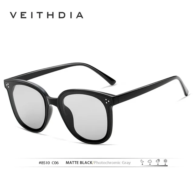 Бренд VEITHDIA, винтажные дизайнерские солнцезащитные очки унисекс, поляризационные, UV400, фотохромные линзы, для мужчин/женщин, 8510 - Цвет линз: photochromic grey