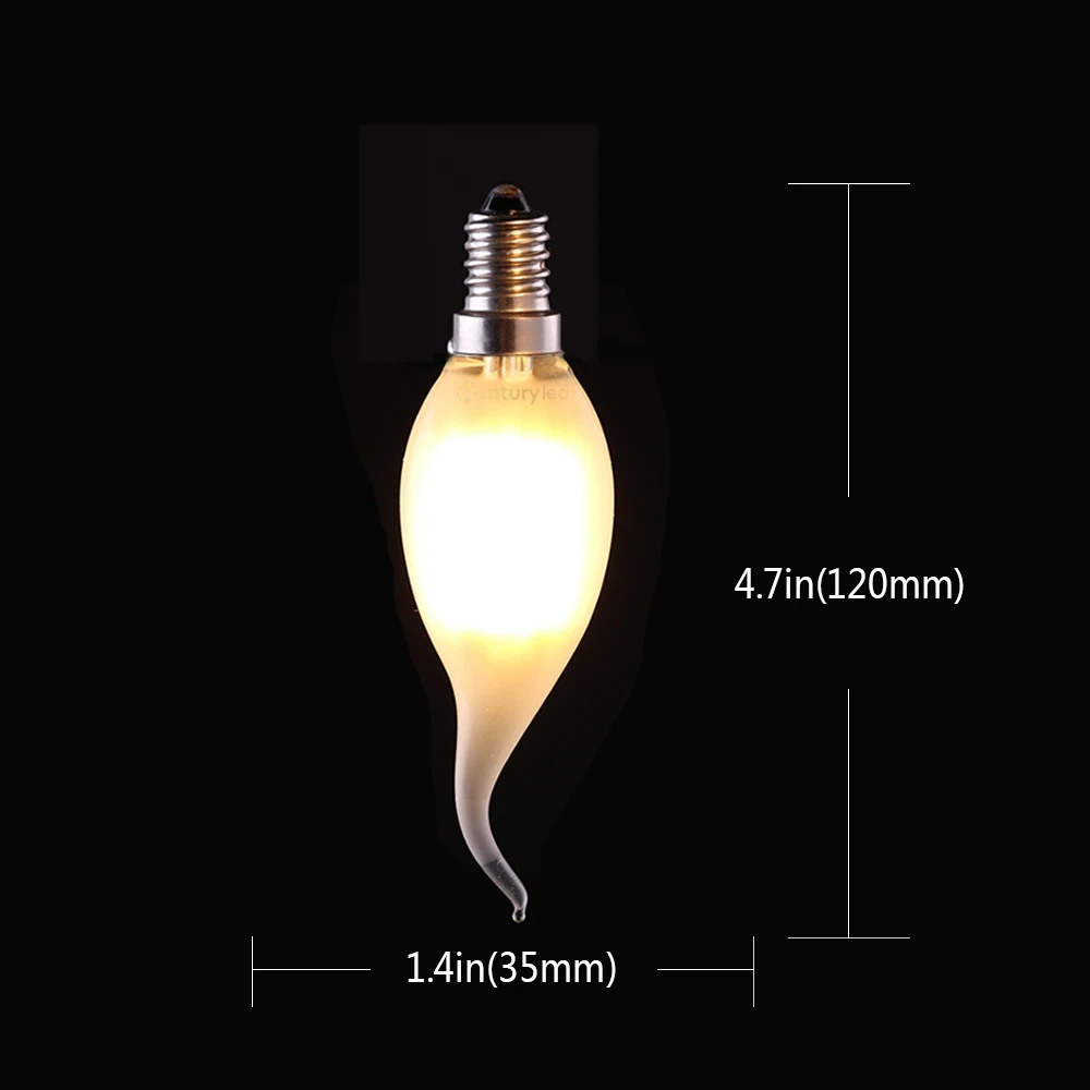 4 W 6 W, ретро светодиодный Лампа накаливания, C35T матовый колба в виде огонька, E12 E14 базы, теплый белый, люстра декоративная освещения, затемнения