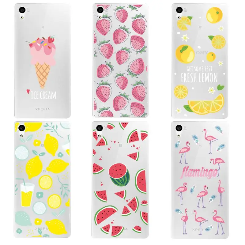Lemon Soft Clear TPU Phone Case For Sony Z2 Z3 Z4 Z5 C3 C4 C5 Watermelon Icecream Printed Coque Fundas Shell Cover Free Shipping | Мобильные