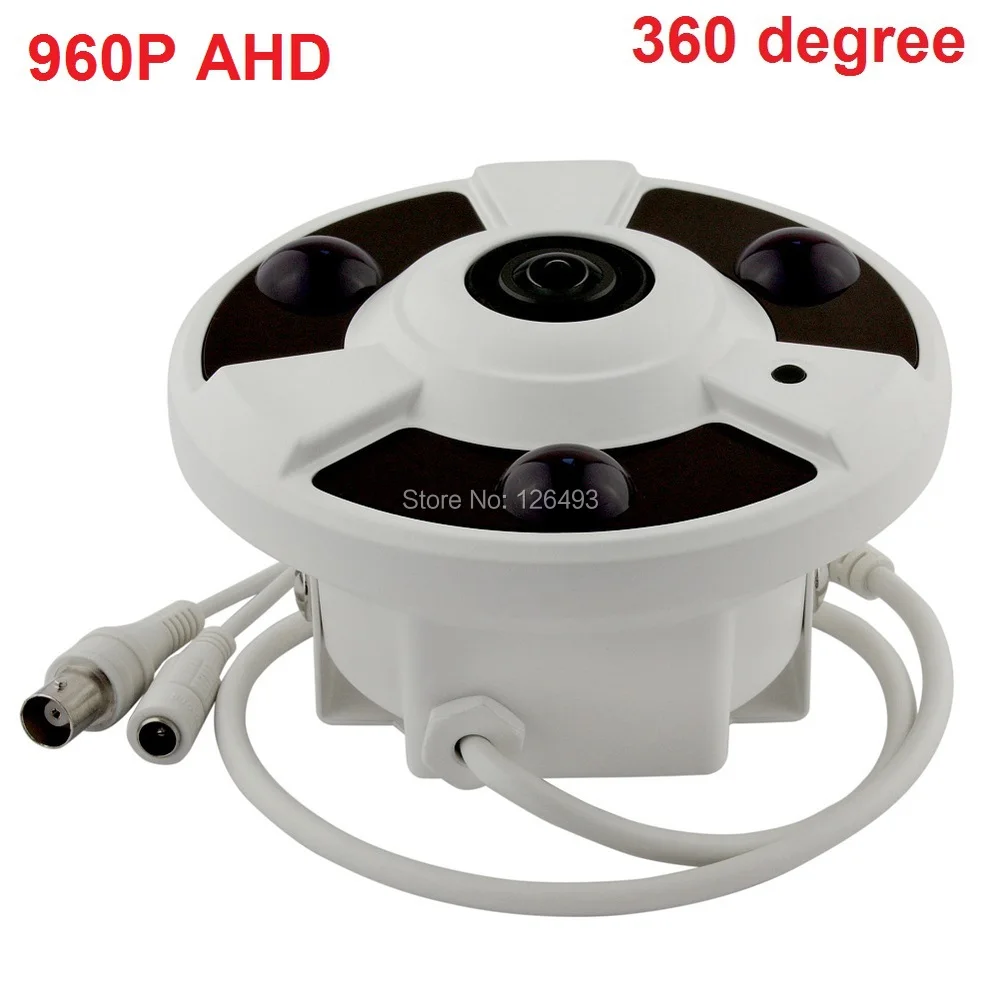 

HD 1.3MP Analog High Definition AHD CMOS 960P 3Pcs Array Leds 20M IR-CUT Indoor Dome Camera 1.56mm 360degree fisheye lens