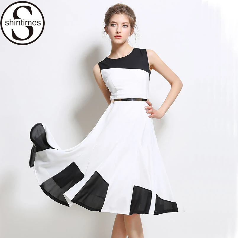 Robe Femme Summer Dress 2017 Office White Chiffon Evening Party Women Dresses Woman Sleeveless Casual Vestidos