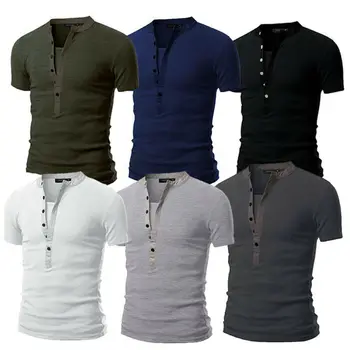 

2019 Summer Casual Men's Slim Fit V Neck Short Sleeve Muscle Tee T-shirt Casual Tops