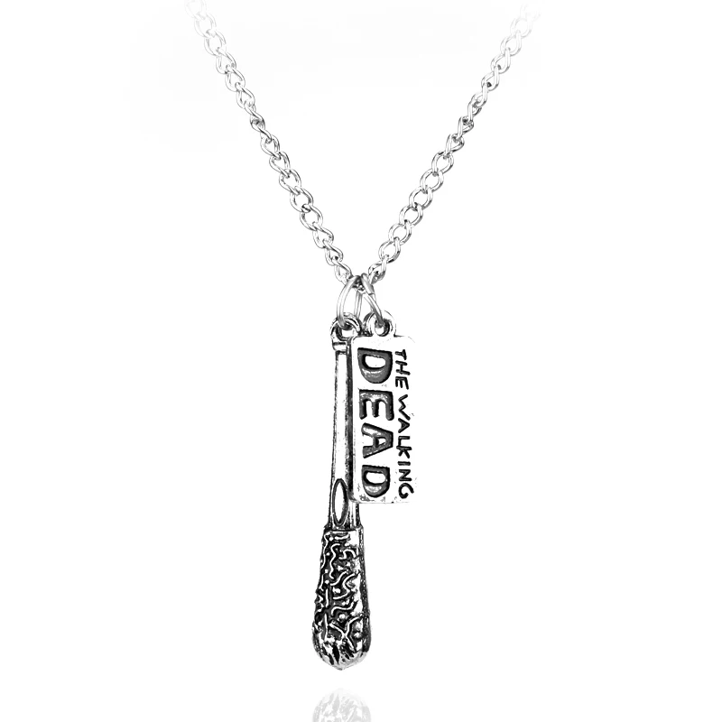 

New Hot The Walking Dead Fashion Antique Silver Aconitumflavum And Letter Logo Pendant Necklace For Lovers' Gifts Accessories