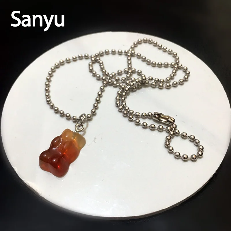 

New Arrival Lovely Transparent Jelly Bears Pendant Necklace for Women Girls Fashion Colorful Animal Cute Bears Necklace Jewelry