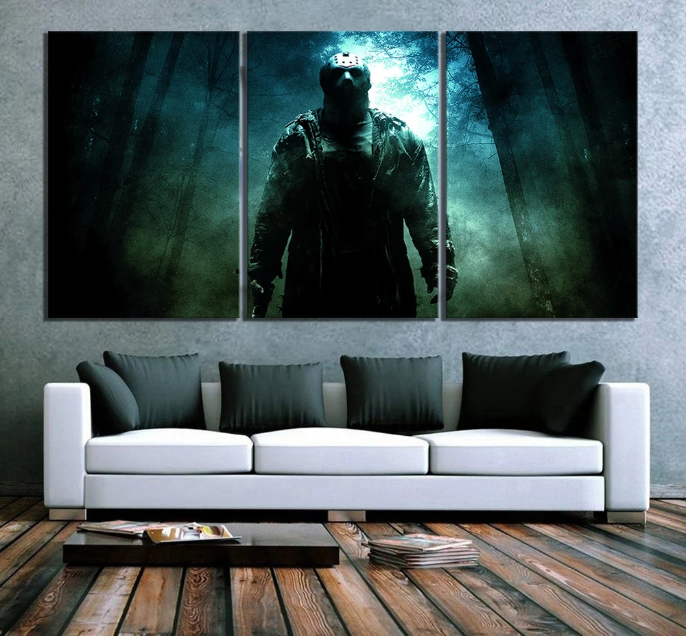 

3 Piece Jason Voorhees Friday The 13th Movie Poster Painting Fantasy Art Horror Picture Canvas Paintings for Home Decor Wall Art