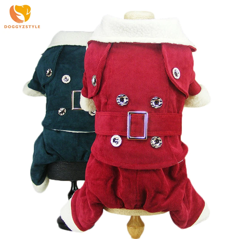 Warm Cat Dog Jumpsuit Winter Small Pet Lapel Button Clothes for Chihuahua Yorkie Outfit Puppy Coat Pets Overalls DOGGYZSTYLE | Дом и сад