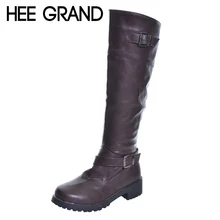 HEE GRAND/ новые модные высокие сапоги, сапоги для верховой езды, женские осенне-зимние сапоги до колена, женские сапоги на среднем каблуке, XWX6622