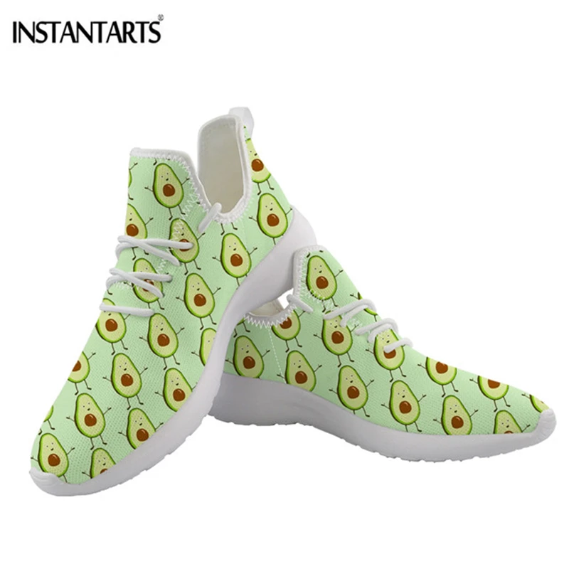 

INSTANTARTS Hot Women Flats Shoes Avocado Patterns Summer Autumn Breathable Waliking Sneakers Brand Designer Lady Casual Shoe