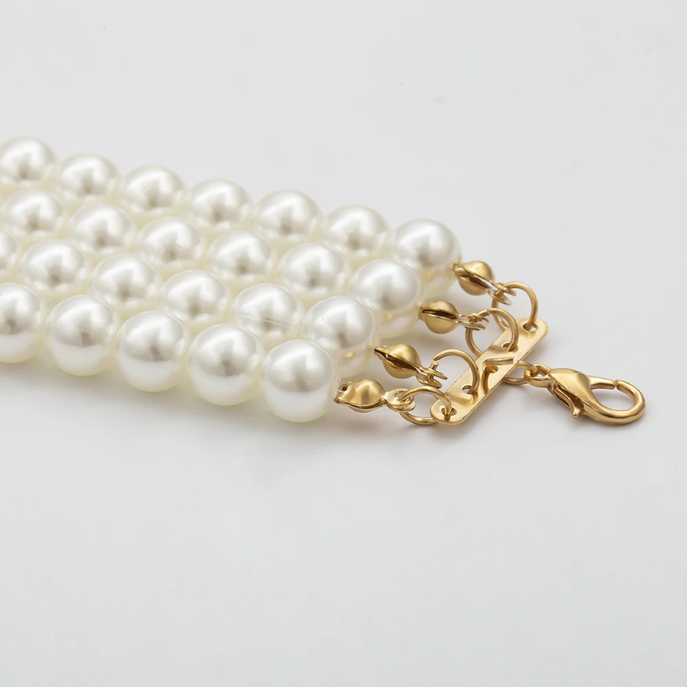 Elegant Women Multi-layer Pearl Beaded Collar Choker Necklace Party Jewelry Gift