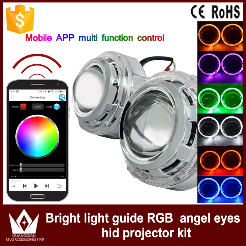 

Tcart 1Set Auto Led angel eyes Lights Headlight HID Bi-xenon lens Bluetooth with APP Remote Control RGB Angel Eyes For BMW M3 M4