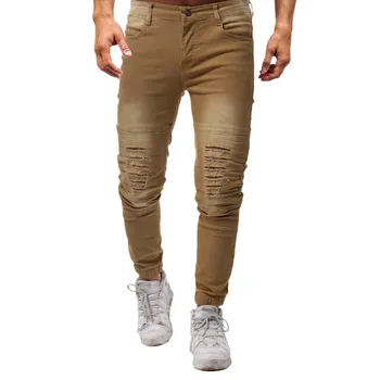 

Men's Casual Autumn Denim Cotton Ripped Hip Hop Skinny Work Trousers Jeans Pants men elastic men sport pants running c0413