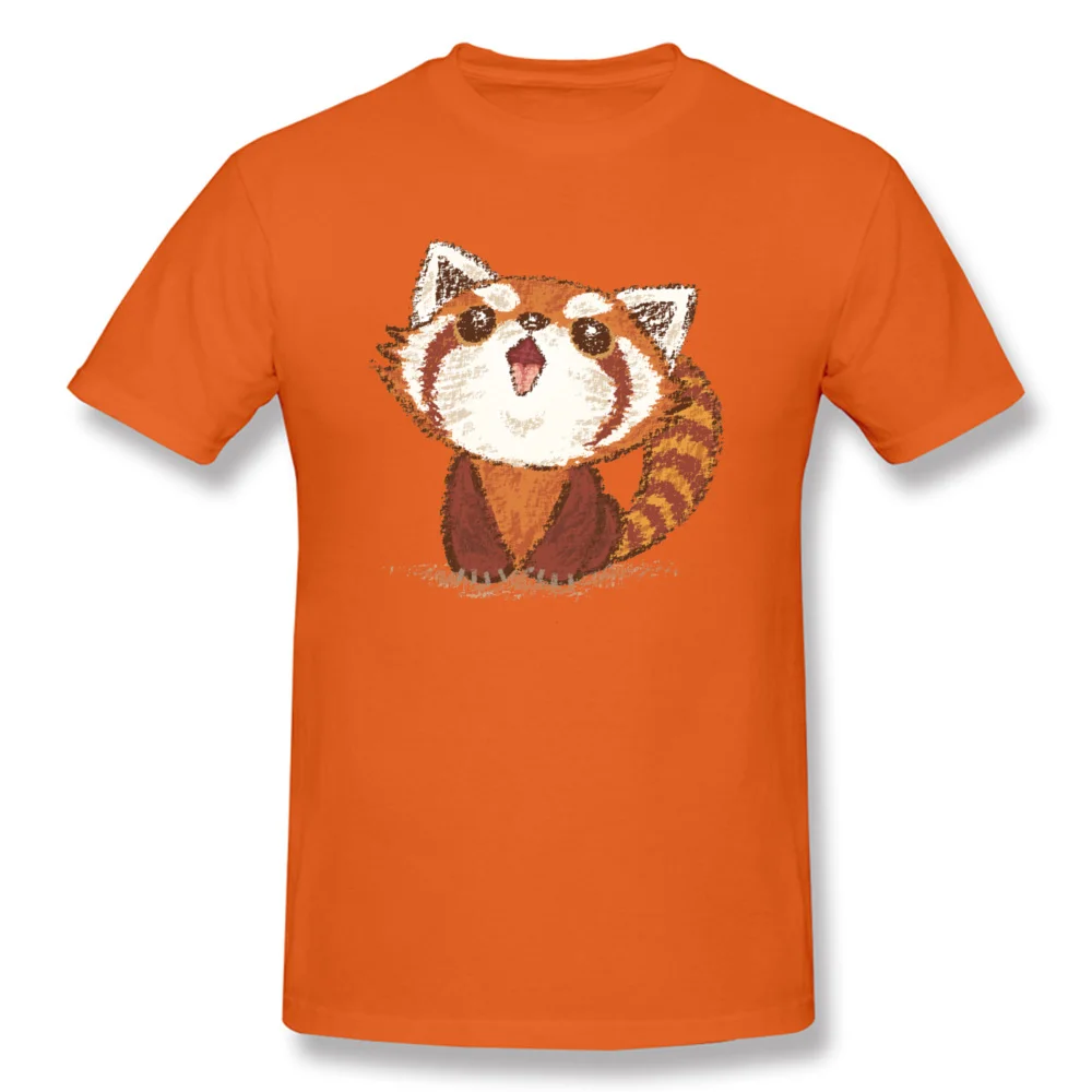 Red panda happy 16438 Faddish Normal Tops Tees O-Neck Mother Day Cotton Short Sleeve T-shirts for Men Slim Fit Clothing Shirt Red panda happy 16438 orange