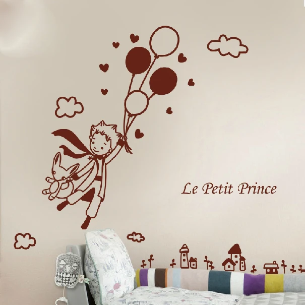 

cute creative big size 98 x 110 cm for kids rooms little prince and the fox Removable wall stickers home decoration #T034