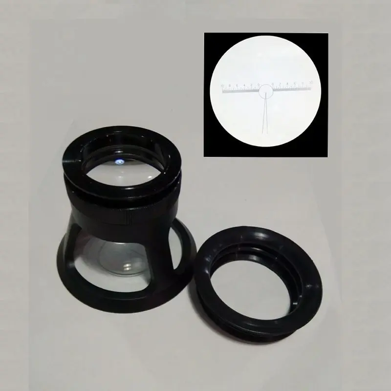 5X 0.01mm Division Cylindrical Magnifier Portable Identification Magnifying Glass Film Detection PatchLoupe with Round Brackets