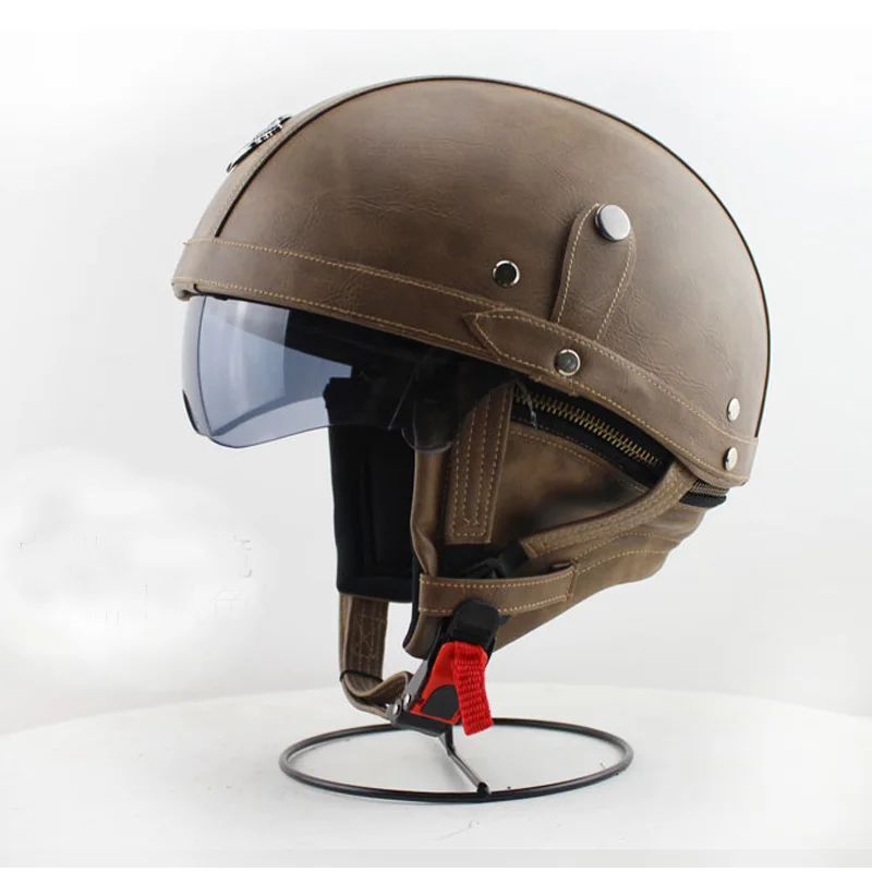 2016 Handmade Motorcycle Vintage Half Face Helmet With Smoke Len For