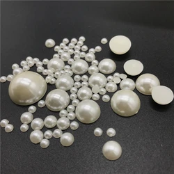 Elegant White Ivory Imitation Pearl Flat Back Beads for Jewelry Crafting and Scrapbooking (Ivory)