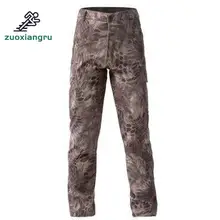 Кожа акулы, флисовая куртка уличный войсковой военные камуфляжные мужские брюки зимние армейские Водонепроницаемый Термальность Камуфляжный флисовый Пеший Туризм брюки