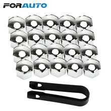 FORAUTO 20 шт. 17 мм колпачки на Колесные гайки автомобиля болт диски специальная защита гнезда Авто ступицы винт крышка внешняя отделка черный/серебристый