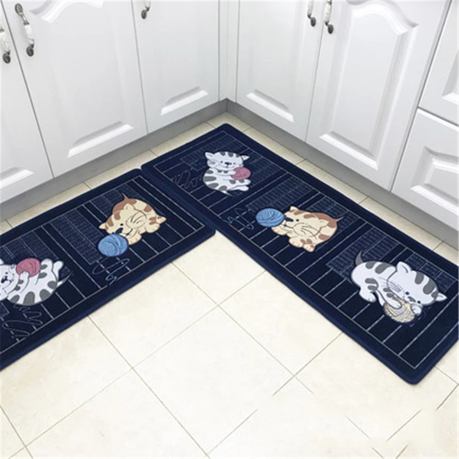

50X80CM and 45X120CM Cute Cats Mat Kitchen Bedroom Bathroom Floor Mat Rug Cartoon Non-slip Absorbent Mat