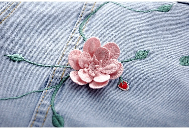Greatest  Spring embroidery Denim Jacket For Women Long Sleeve Turn down Collar Slim Jeans Jacket Women Plus 