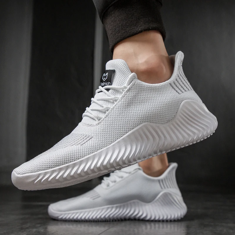 

Baideng Light Gray Running Shoes Men Breathable Flyknit Sports Shoes for Male Cheap Summer Male Sports Shoes Zapatillas Hombre