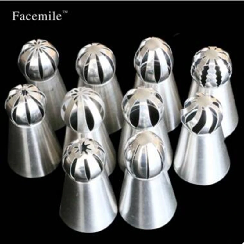 

10 PCS/Set Russian Icing Piping Nozzle Sphere Ball Nozzles Tips Pastry Cupcake Tips Pastry Decorating Mouth Tool 53034