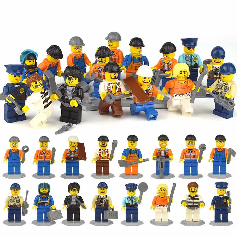 20pcs City Profession DIY Educational Building Bricks Toy Compatible Military Ninjago Blocks Mini Figures For Children Gifts Toy