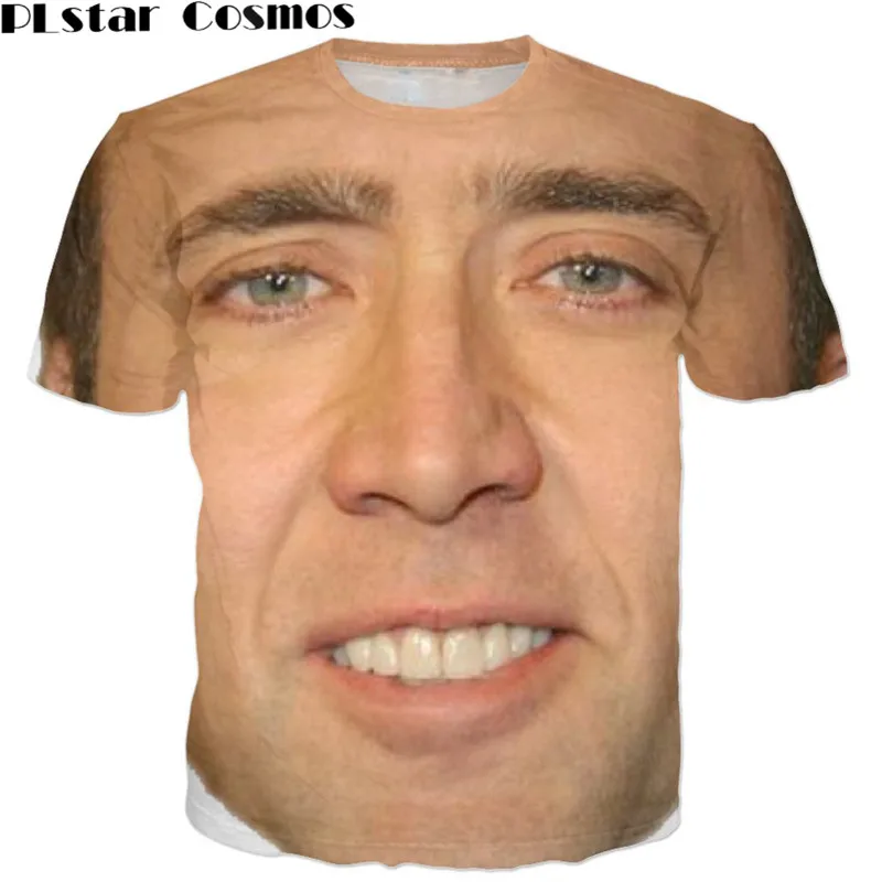 

PLstar Cosmos T-shirt Summer style Fashion t shirt Nicolas cage Crazy funny Stare at you print 3d tshirts men/women top tees