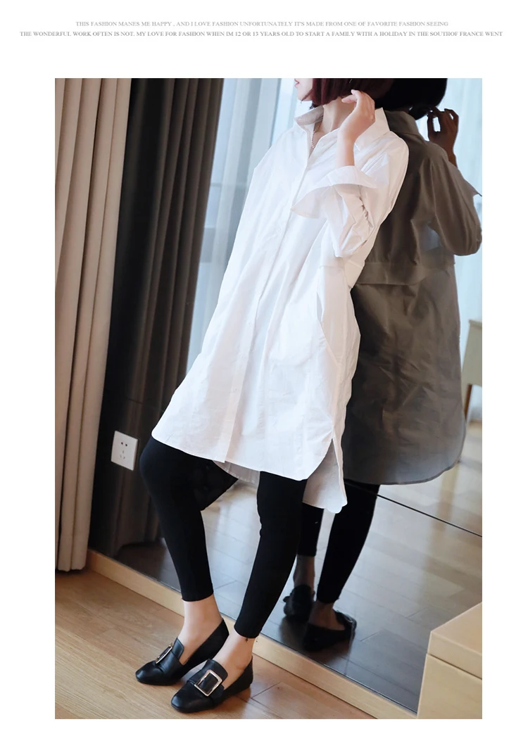 Белая рубашка женская средней длины для женщин блузки для малышек мода с длинным рукавом офисные повседневное Топы корректирующи