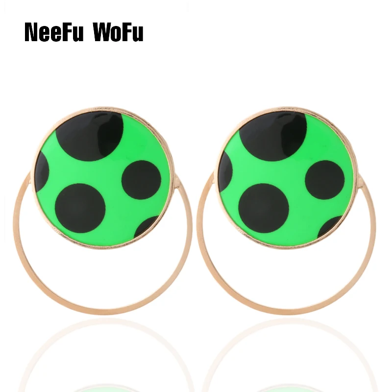 

NeeFu WoFu snake Fluorescent leather Earring round tiger Earrings for woman yellow Copper Large Brinco Ear Oorbellen Christmas