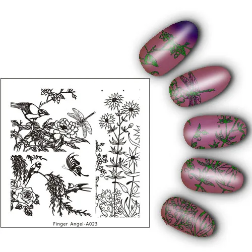 15 шт./компл. квадратный ноготь штамповочный лоток для дизайна ногтей штамповка пластины изображения Finger AngelA дизайн трафарет для печатей для ногтей 15 узоров