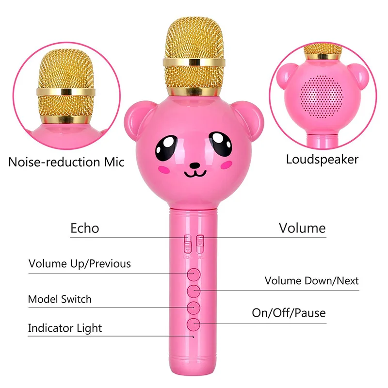 

Wireless Karaoke Microphone for Kids, Portable Karaoke Machine with Speaker,for iPhone,Android or Smartphone, Singing and Record