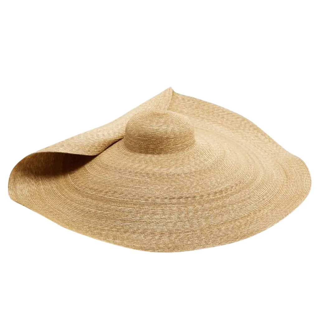 

Oversized edge ladies hat sunhat beach Anti-UV sunscreen folding straw hat summer breathable cap 2019#D5