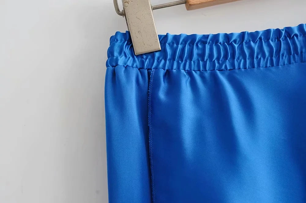 Увядшая Англия стиль сатин блеск синий миди Асимметричная миди юбка женская faldas mujer moda сбора талии длинные юбки женские