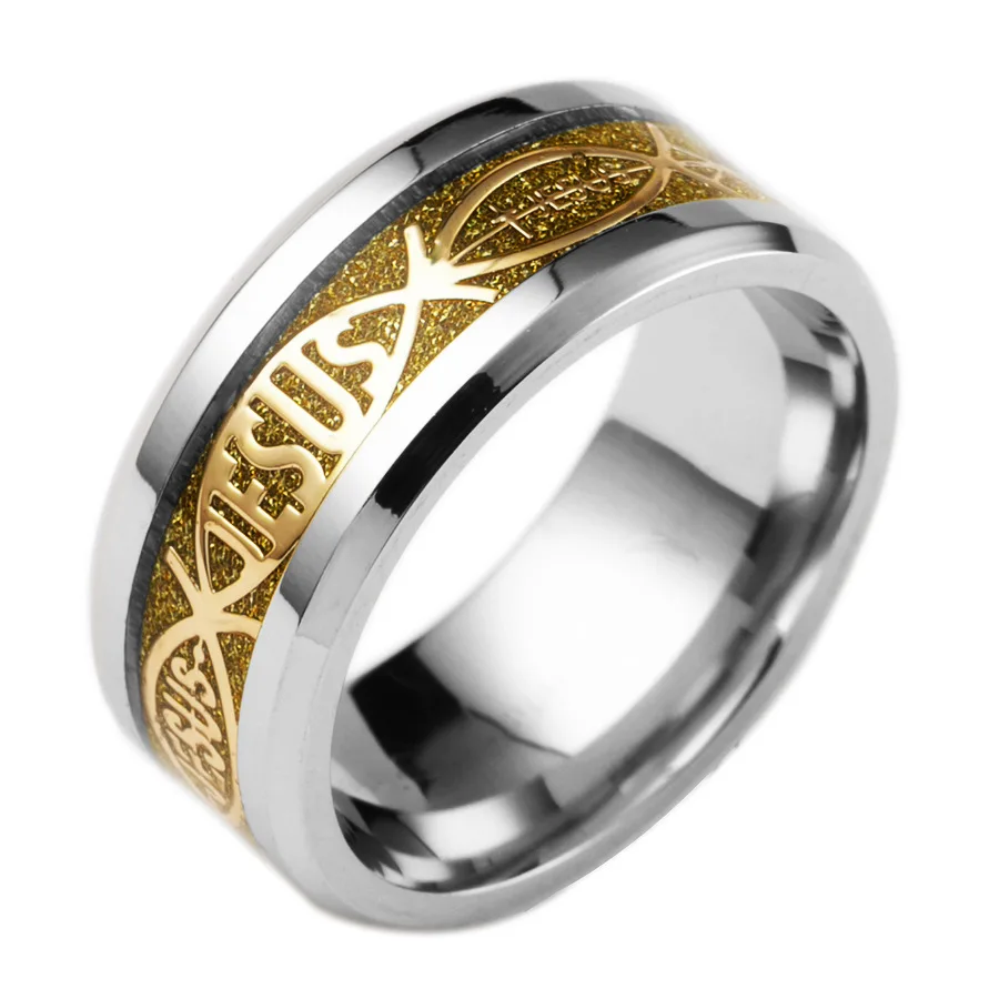 

Gaxybb Fashion High Quality Jesus Letter Rings Wedding Band 316L Stainless Steel Ring For Men and Women rings
