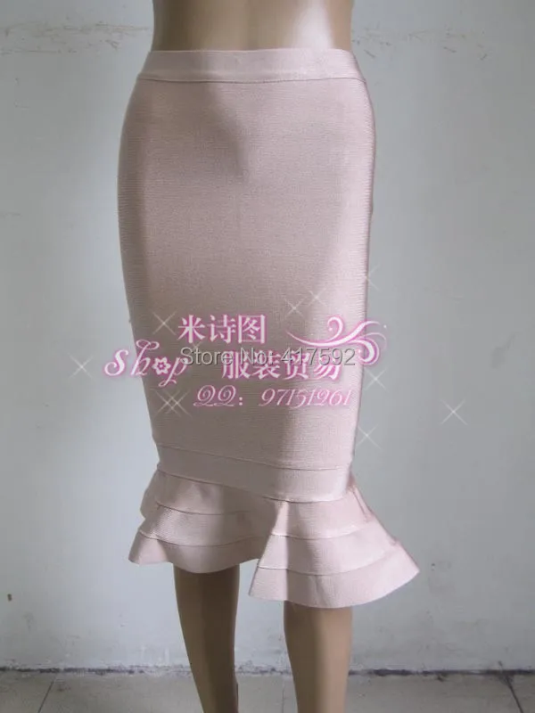 Высококачественного абрикос бинты юбка-карандаш с FLUTED HEM/повязку юбка(H668
