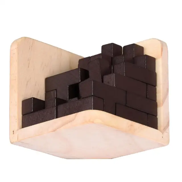 54Pcs/Set Wooden T Shape 3D Puzzles Building Brain Teaser Luban Interlocking Toy 2