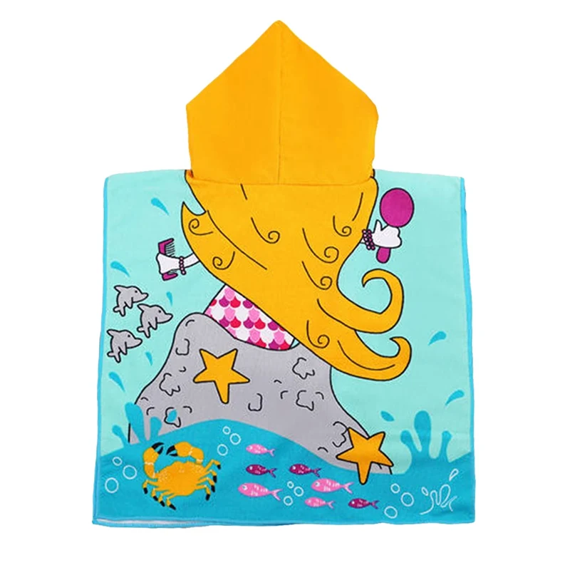 New Bath Towel Cartoon Pattern Beach Towel Breathable Bath Towel Baby Children Hooded Bathrobe Quick Drying Home Textile